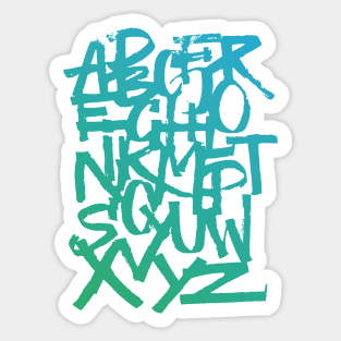 Calligraphy alphabet in a green and blue gradient Sticker